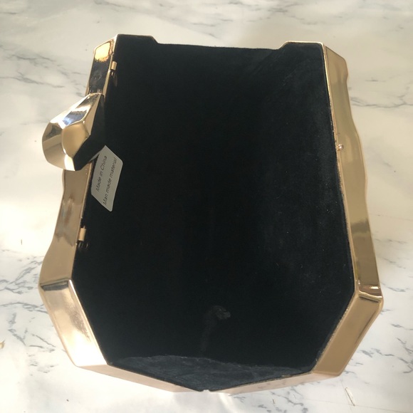 Women’s hard case metal purse clutch black velvet lined - Picture 3 of 6